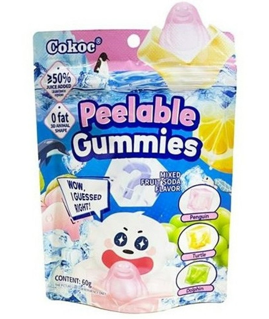 Cokoc Peelable Gummies Mixed Fruit Soda 60g – schälbare Fruchtgummis Soda halal