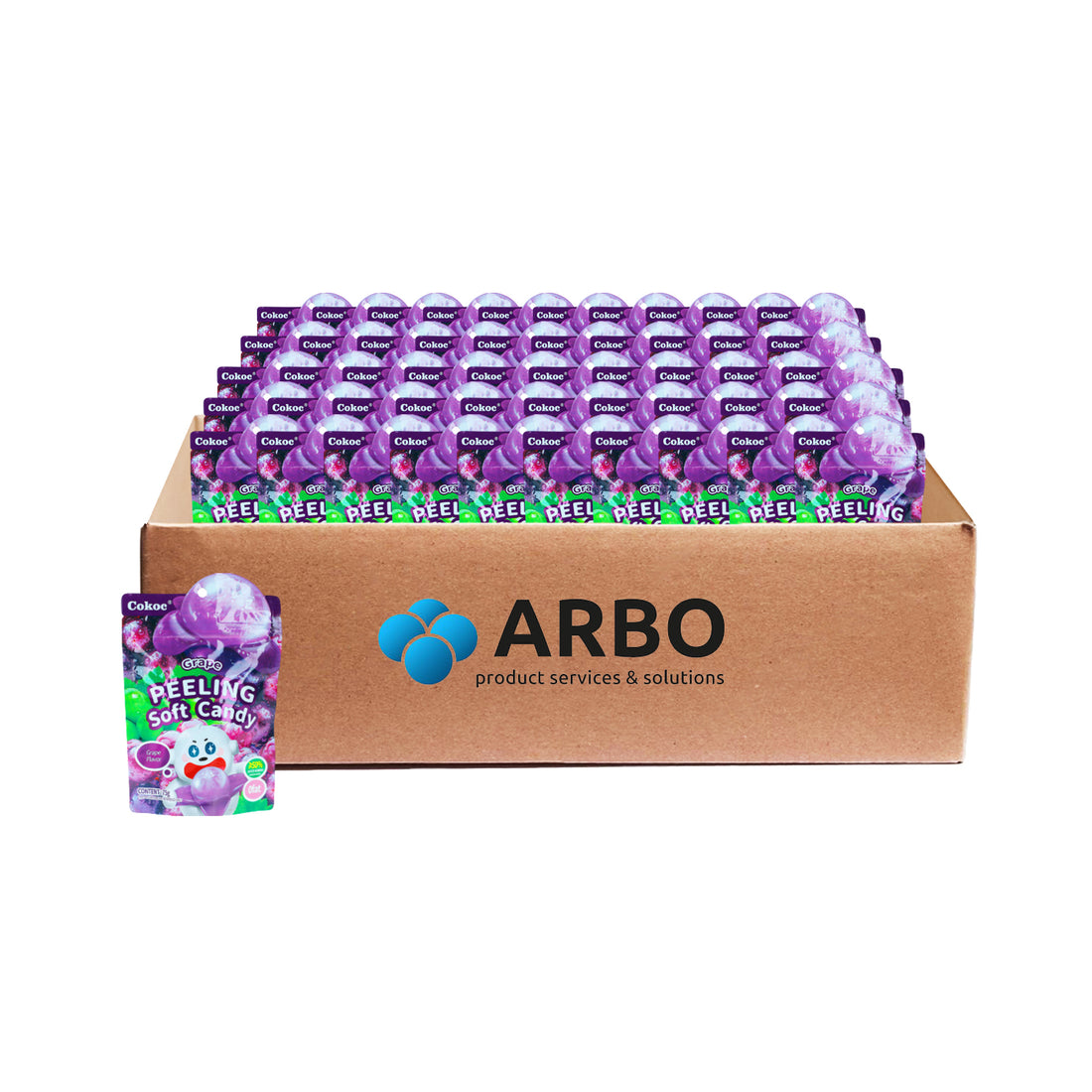 Cokoc Peeling Candy Grape – Karton 50x75g Großhandel halal