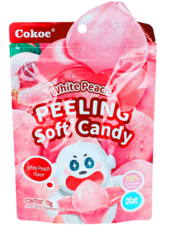 Cokoc Peeling Soft Candy White Peach – Karton 50x75g weißer Pfirsich Großhandel halal
