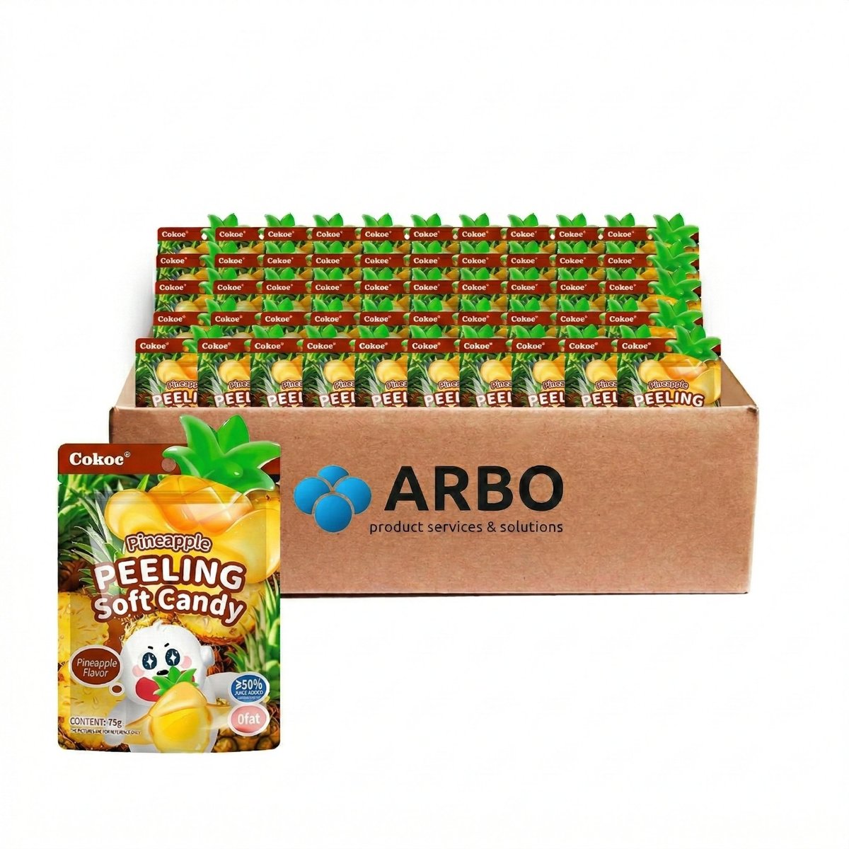 Cokoc Peeling Soft Candy Pineapple Ananas – Karton 50x75g Großhandel halal