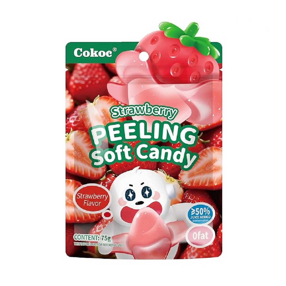 Cokoc Peeling Soft Candy Strawberry 75g – schälbare Gummibärchen halal
