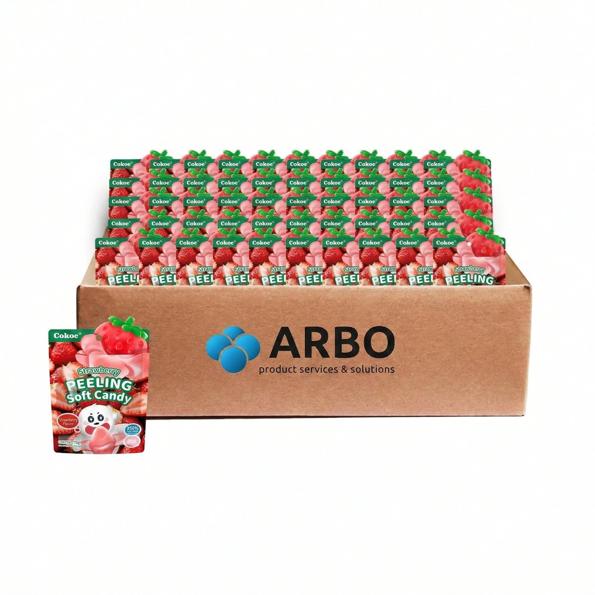 Cokoc Peeling Candy Strawberry – Karton 50x75g Großhandel halal