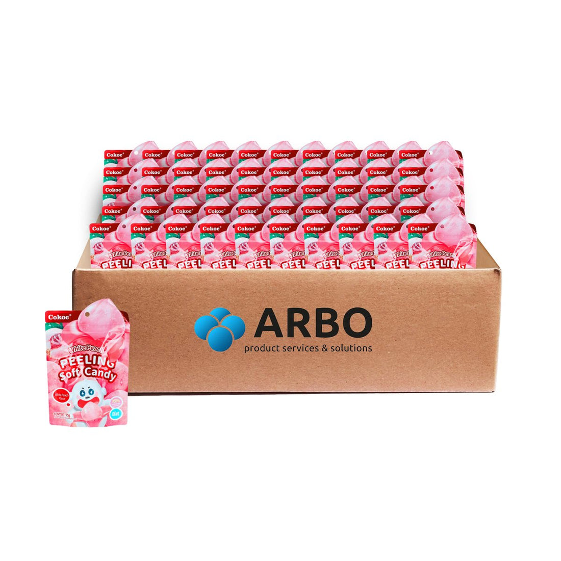 Cokoc Peeling Soft Candy White Peach – Karton 50x75g weißer Pfirsich Großhandel halal