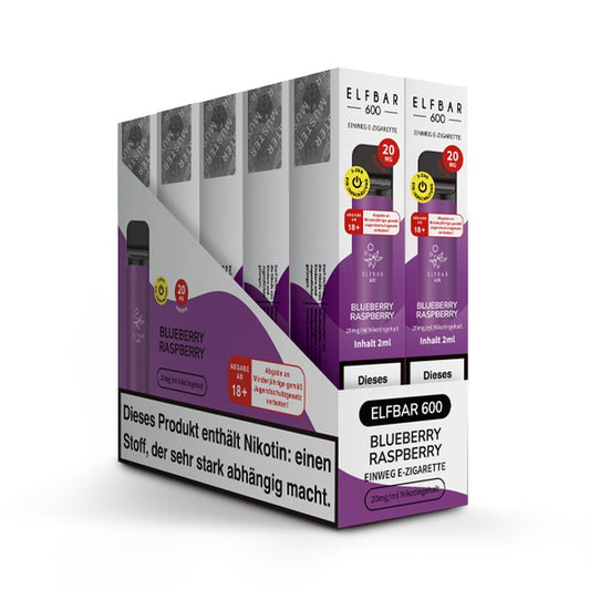 Elfbar 600 V1 20mg Nikotin "Blueberry Raspberry" - 10er Pack