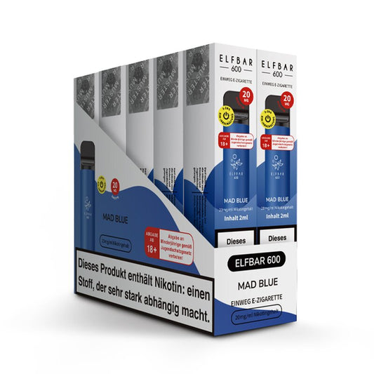 Elfbar 600 V1 20mg Nikotin "Mad Blue" - 10er Pack