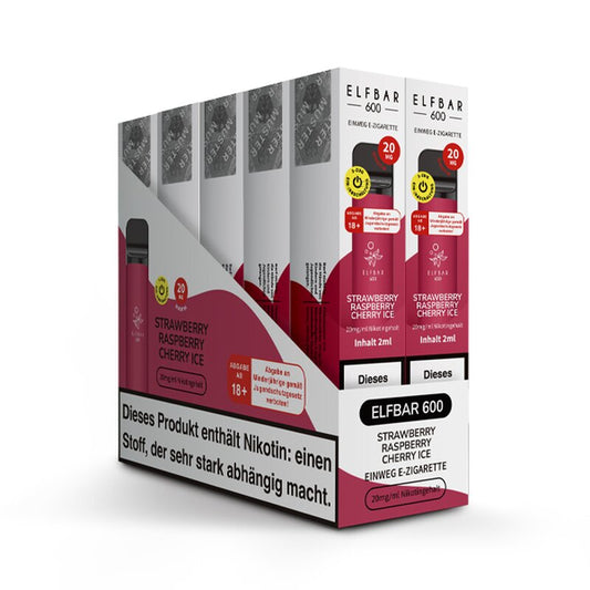 Elfbar 600 V1 20mg Nikotin "Strawberry Raspberry Cherry Ice" - 10er Pack