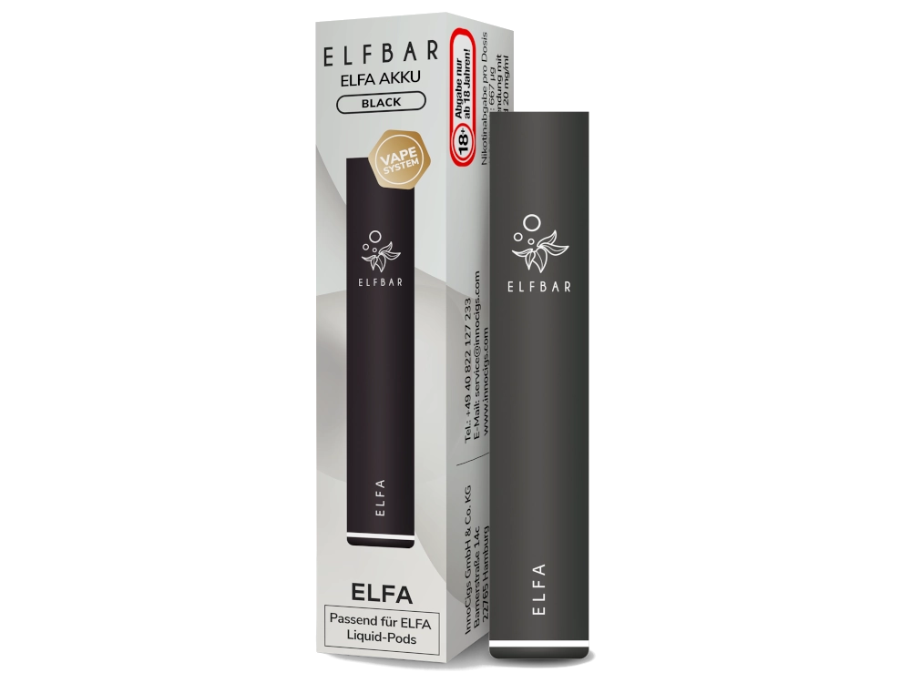 ELFA Pod Kit Basisgerät Black – Akkuträger 500 mAh mit USB-C, ELFA kompatibel