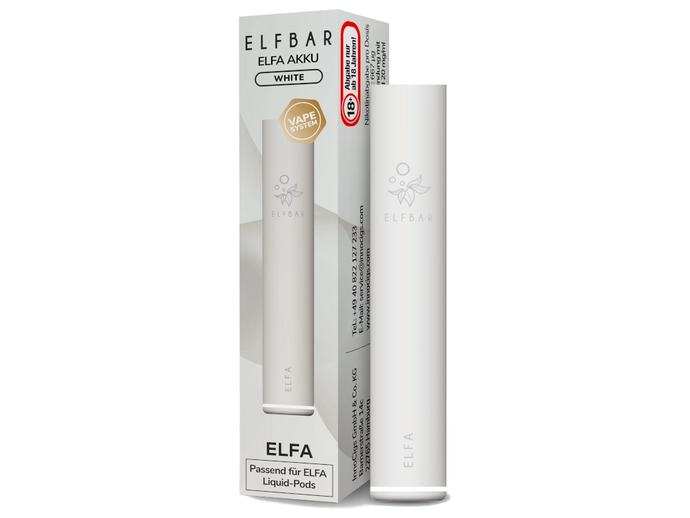ELFA Pod Kit Basisgerät White – Akkuträger 500 mAh mit USB-C, ELFA kompatibel