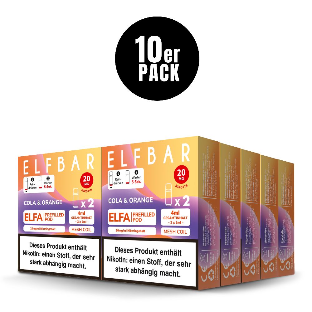 ELFA Pods Cola Orange 10er Pack – Elfbar 20mg Nikotinsalz Cola & Orange