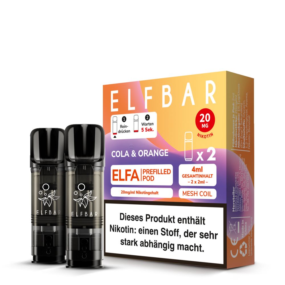 ELFA Pods Cola Orange 10er Pack – Elfbar 20mg Nikotinsalz Cola & Orange
