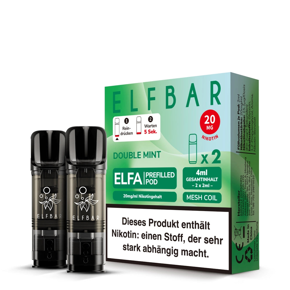 ELFA Pods Double Mint 10er Pack – 20 Pods, kühle doppelte Minze, ELFA kompatibel