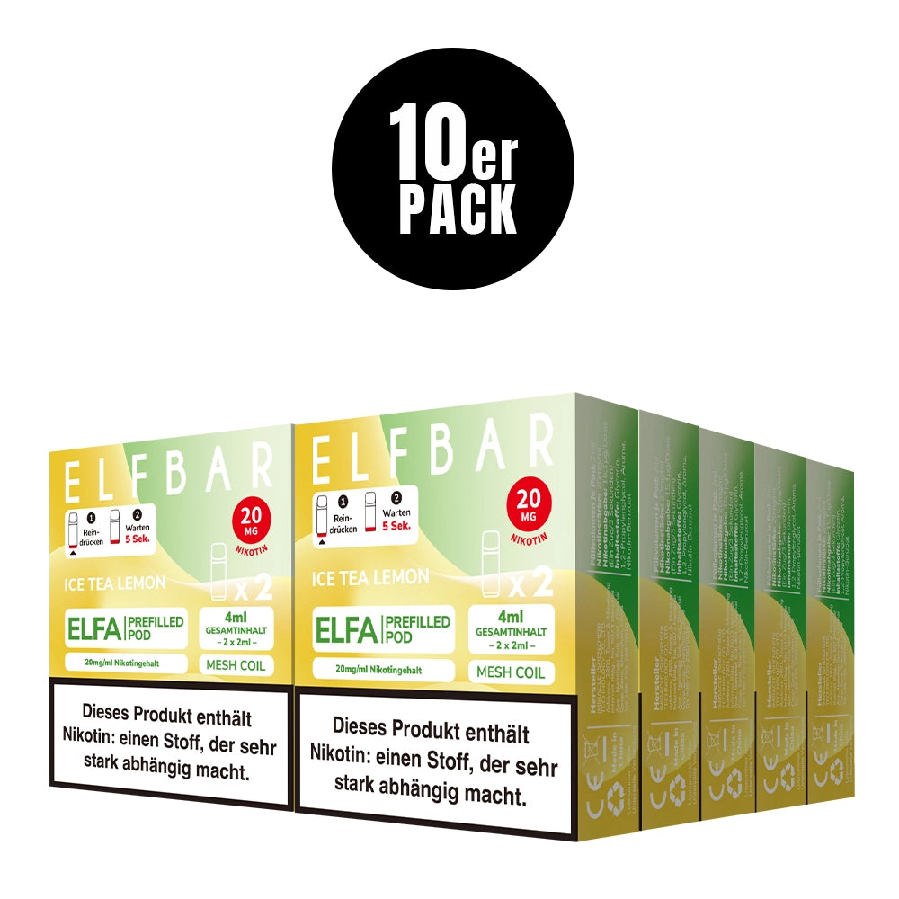 ELFA Pods Ice Tea Lemon 10er Pack – 20 Pods, Eistee mit Zitrone, ELFA kompatibel