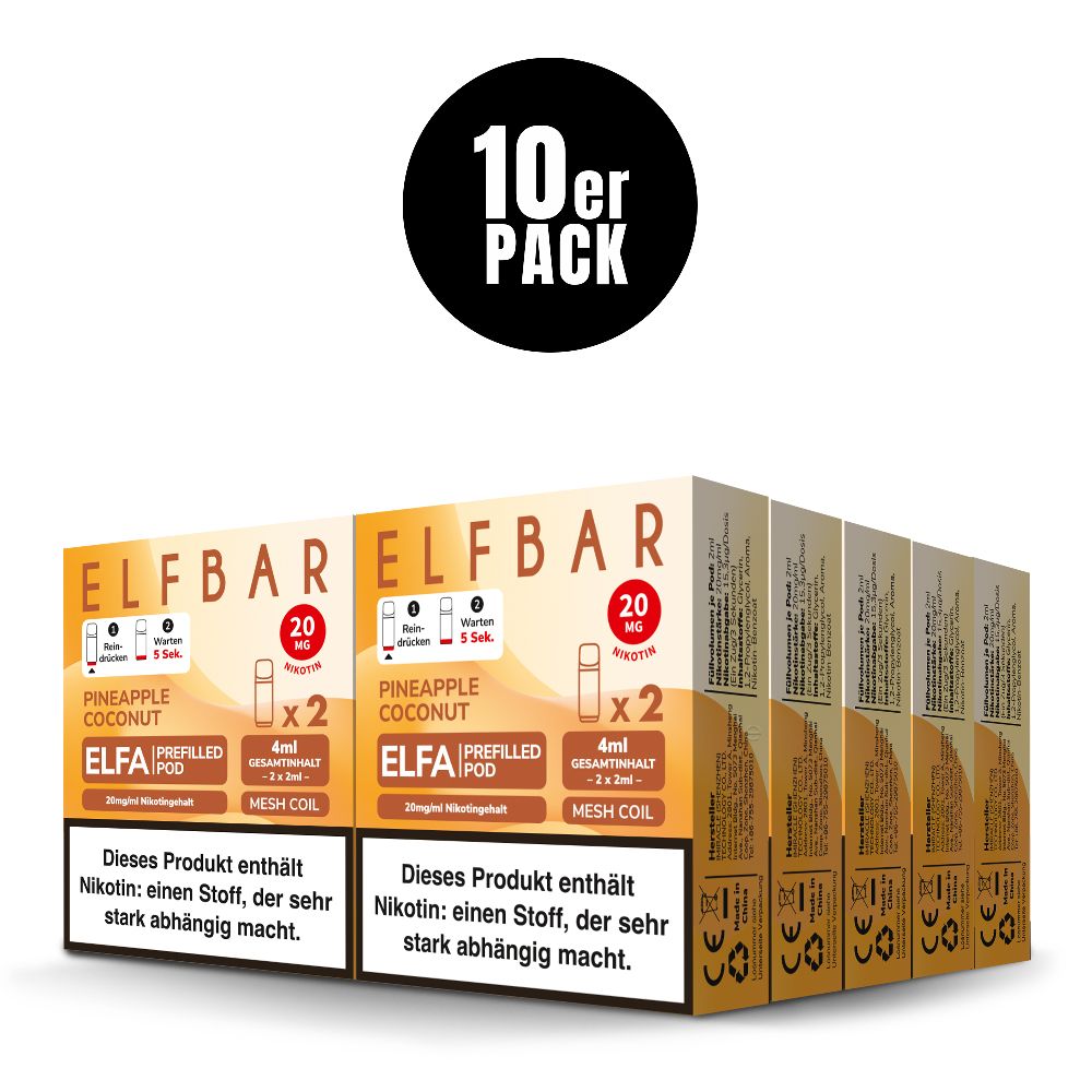 ELFA Pods Pineapple Coconut 10er Pack – Elfbar 20mg Nikotinsalz Ananas Kokosnuss