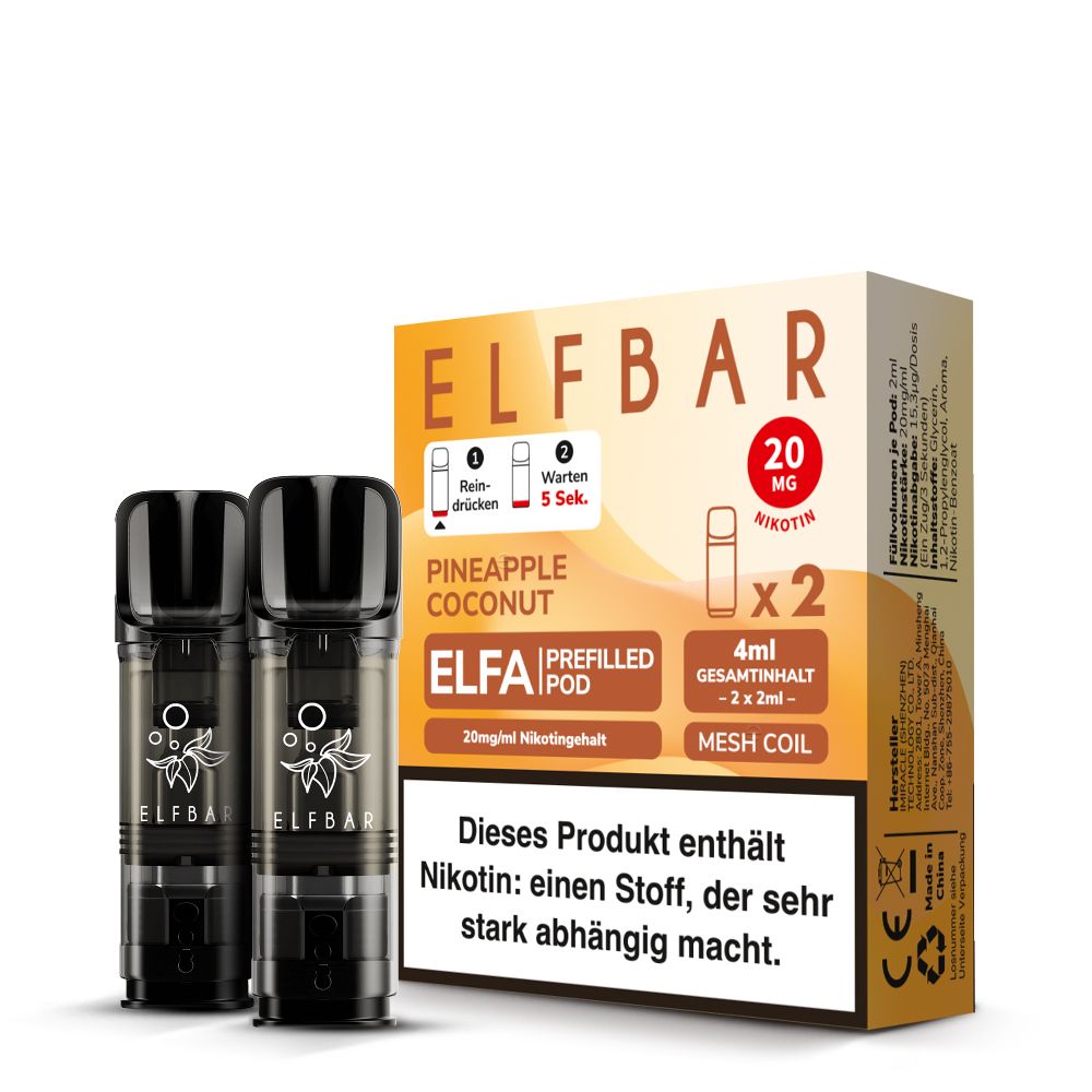 ELFA Pods Pineapple Coconut 2er Pack – Elfbar Prefilled Pod 20mg Nikotinsalz