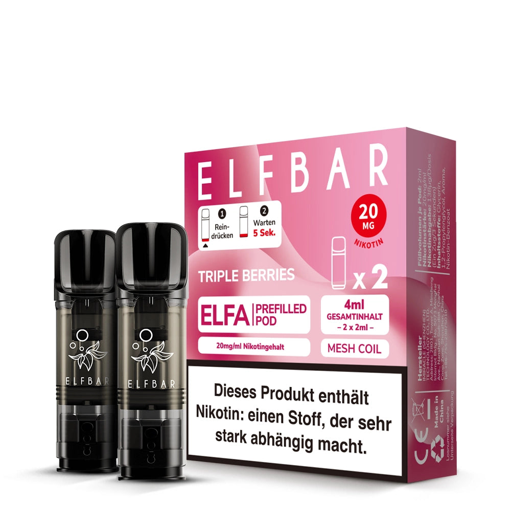 ELFA Pods Triple Berries 10er Pack – 20 Pods, süß-säuerlicher Waldbeeren-Mix, ELFA kompatibel