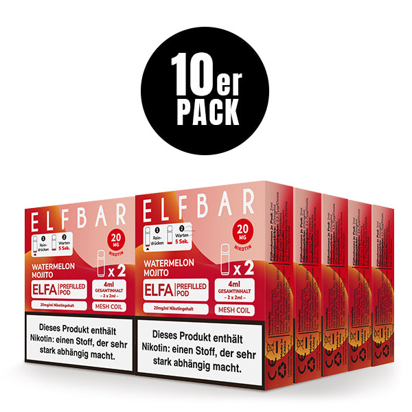 ELFA Pods Watermelon Mojito 10er Pack – Elfbar 20mg Nikotinsalz Wassermelone Mojito