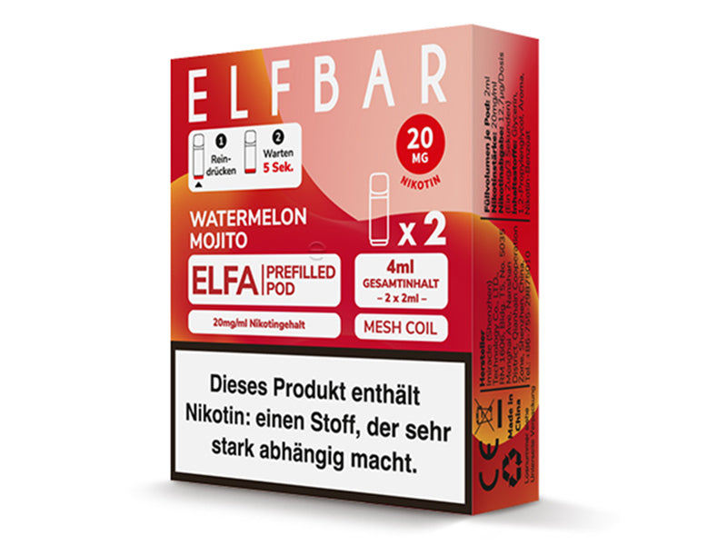 ELFA Pods Watermelon Mojito 10er Pack – Elfbar 20mg Nikotinsalz Wassermelone Mojito