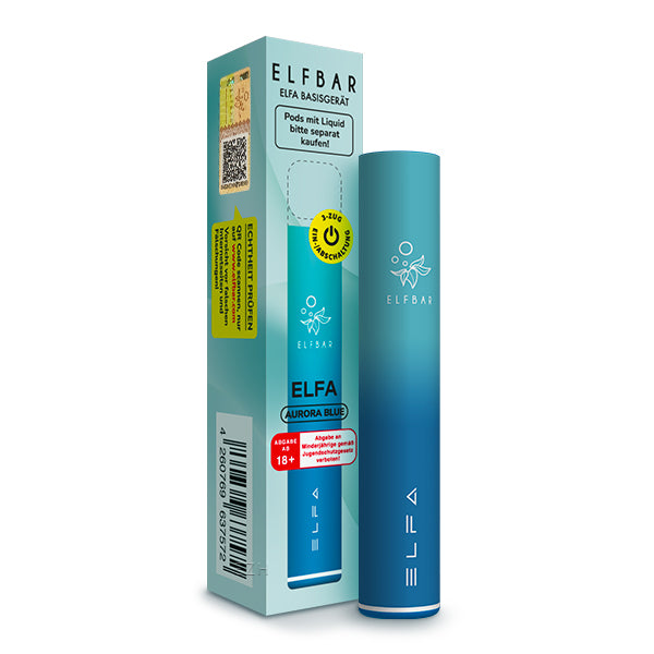 ELFA Pod Kit Basisgerät Aurora Blue – wiederaufladbarer Akkuträger 500 mAh USB-C für ELFA - Elfbar