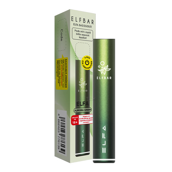 ELFA Pod Kit Basisgerät Aurora Green, wiederaufladbarer Akkuträger 500 mAh USB-C für ELFA Pods - Elfbar