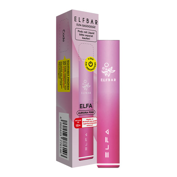 ELFA Pod Kit Basisgerät Aurora Pink, wiederaufladbarer Akkuträger 500 mAh USB-C für ELFA Produkte