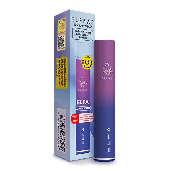 ELFA Pod Kit Basisgerät Aurora Purple, wiederaufladbarer Akkuträger 500 mAh USB-C für ELFA & ELFA PRO