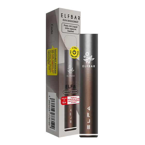 ELFA Pod Kit Basisgerät Twilight Brown – 10er Pack, wiederaufladbarer Akkuträger 500 mAh USB-C für ELFA 
