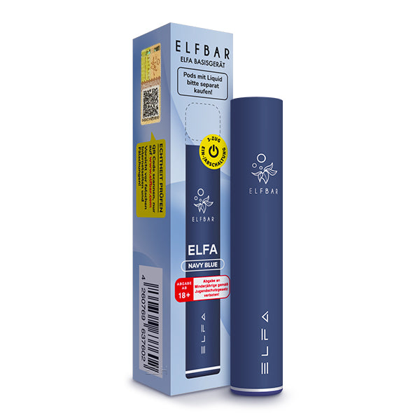 ELFA Pod Kit Basisgerät Navy Blue – 10er Pack, wiederaufladbarer Akkuträger 500 mAh USB-C für ELFA - Elfbar