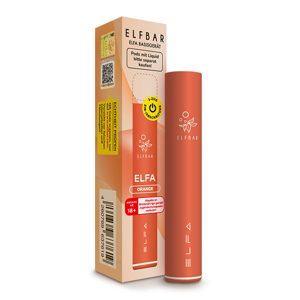 ELFA Pod Kit Basisgerät Orange – 10er Pack, wiederaufladbarer Akkuträger 500 mAh USB-C für ELFA Pods