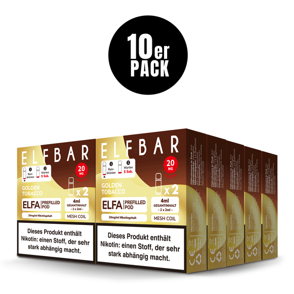 Elfbar ELFA Pods Golden Tobacco 10er Pack Bundle für Wiederverkäufer Großhandel