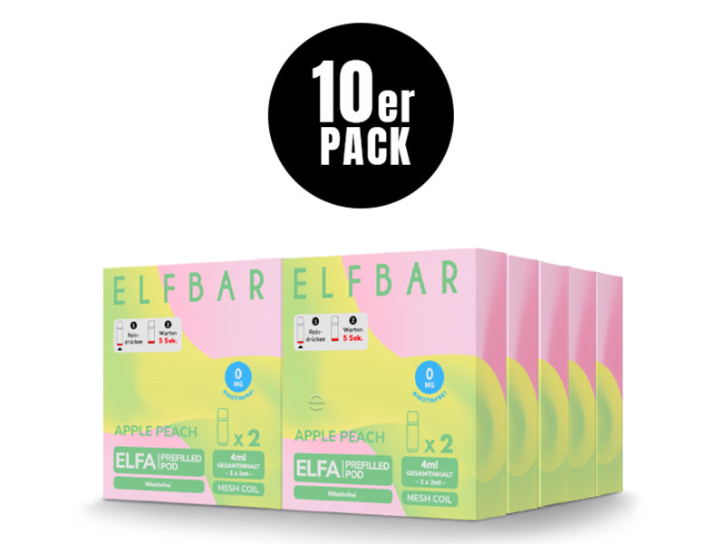 ELFA Pods Apple Peach nikotinfrei (0 mg) – 10er Pack mit 20 vorbefüllten Pods für ELFA & ELFA PRO
