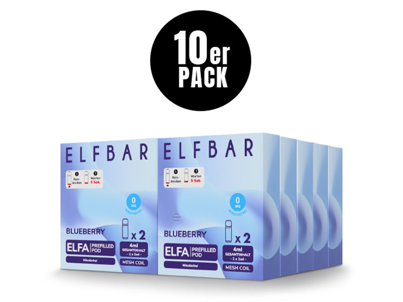 ELFA Pods Blueberry nikotinfrei (0 mg) – 10er Pack mit 20 vorbefüllten Pods für ELFA & ELFA PRO