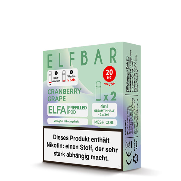 Elfbar ELFA Prefilled Pods Cranberry Grape 2er Pack – Cranberry Weintraube 20mg Nikotinsalz