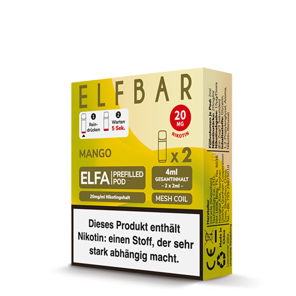 Elfbar ELFA Prefilled Pods Mango 2er Pack – Mango 20mg Nikotinsalz