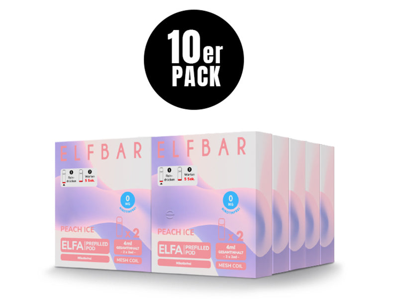 ELFA Pods Peach Ice nikotinfrei (0 mg) – 10er Pack mit 20 vorbefüllten Pods für ELFA & ELFA PRO