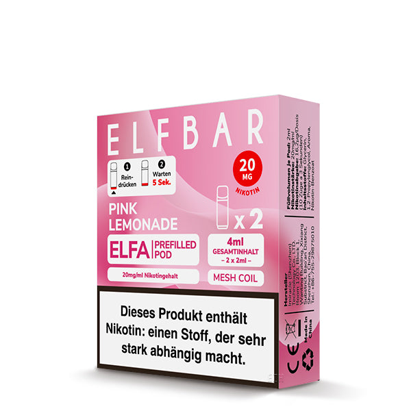 Elfbar ELFA Prefilled Pods Pink Lemonade 2er Pack – rosa Limonade 20mg Nikotinsalz