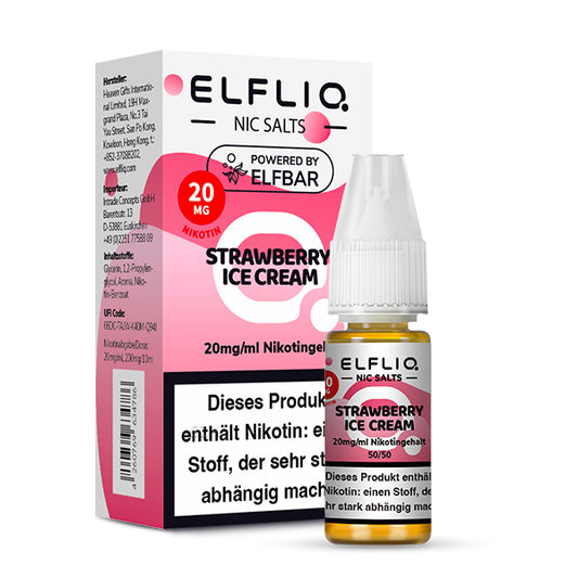ELFLIQ - Elfbar Liquid - Strawberry Ice Cream - 10-20mg/ml