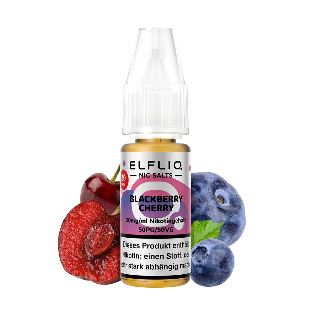 ELFLIQ Blackberry Cherry Nikotinsalz-Liquid 10ml mit frischen Brombeeren & Kirschen – 10mg & 20mg, Elfbar