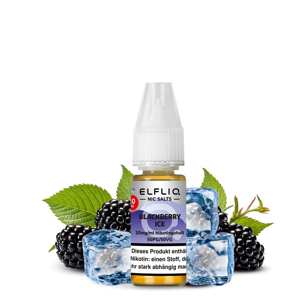 ELFLIQ Blackberry Ice Elfbar Nikotinsalz Liquid 10ml mit frischen Brombeeren & kühlem Ice-Kick – 10mg & 20mg, Elfbar