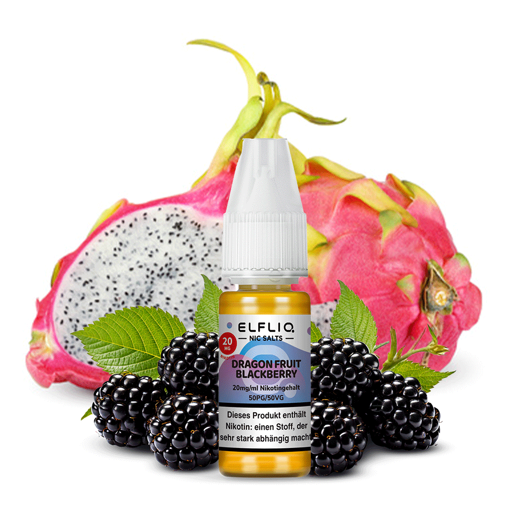ELFLIQ Dragon Fruit Blackberry Nikotinsalz-Liquid 10ml mit frischer Drachenfrucht & Brombeeren – 20mg, Elfbar