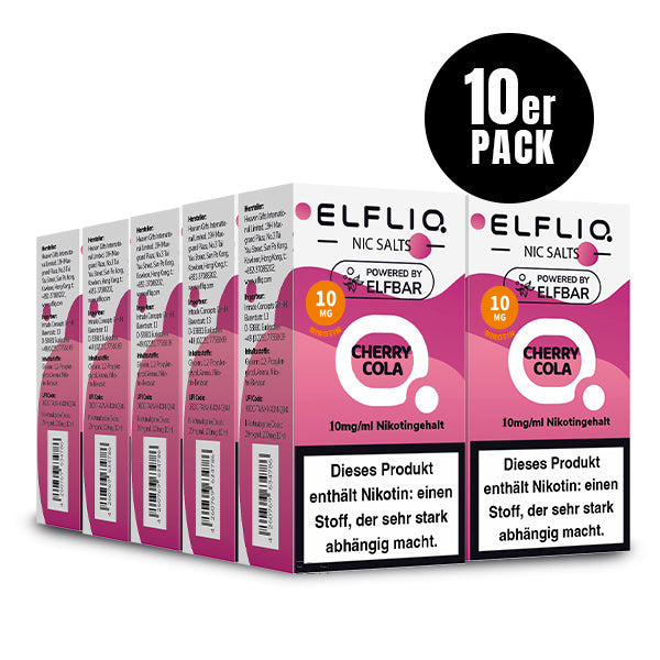 ELFLIQ Elfbar Cherry Cola 10ml 10er Pack – Nikotinsalz Liquid Kirsche Cola Großhandel ArBo Wholesale