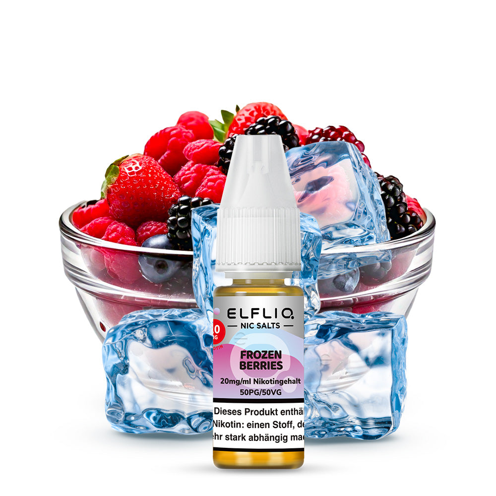 ELFLIQ Frozen Berries Nikotinsalz Liquid 10ml – 10mg & 20mg, Verpackung & Flasche, Powered by Elfbar (50PG/50VG)