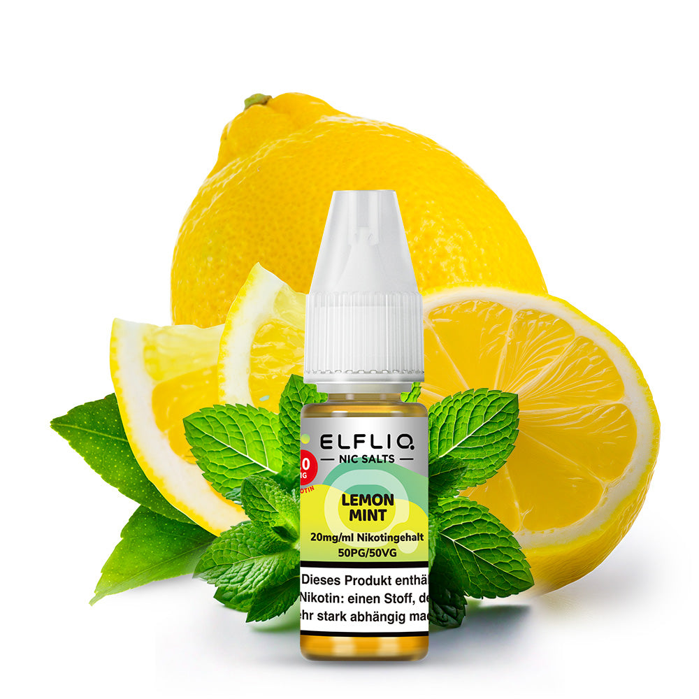 ELFLIQ Lemon Mint Nikotinsalz Liquid 10ml – 10mg & 20mg, Verpackung & Flasche, Powered by Elfbar (50PG/50VG)