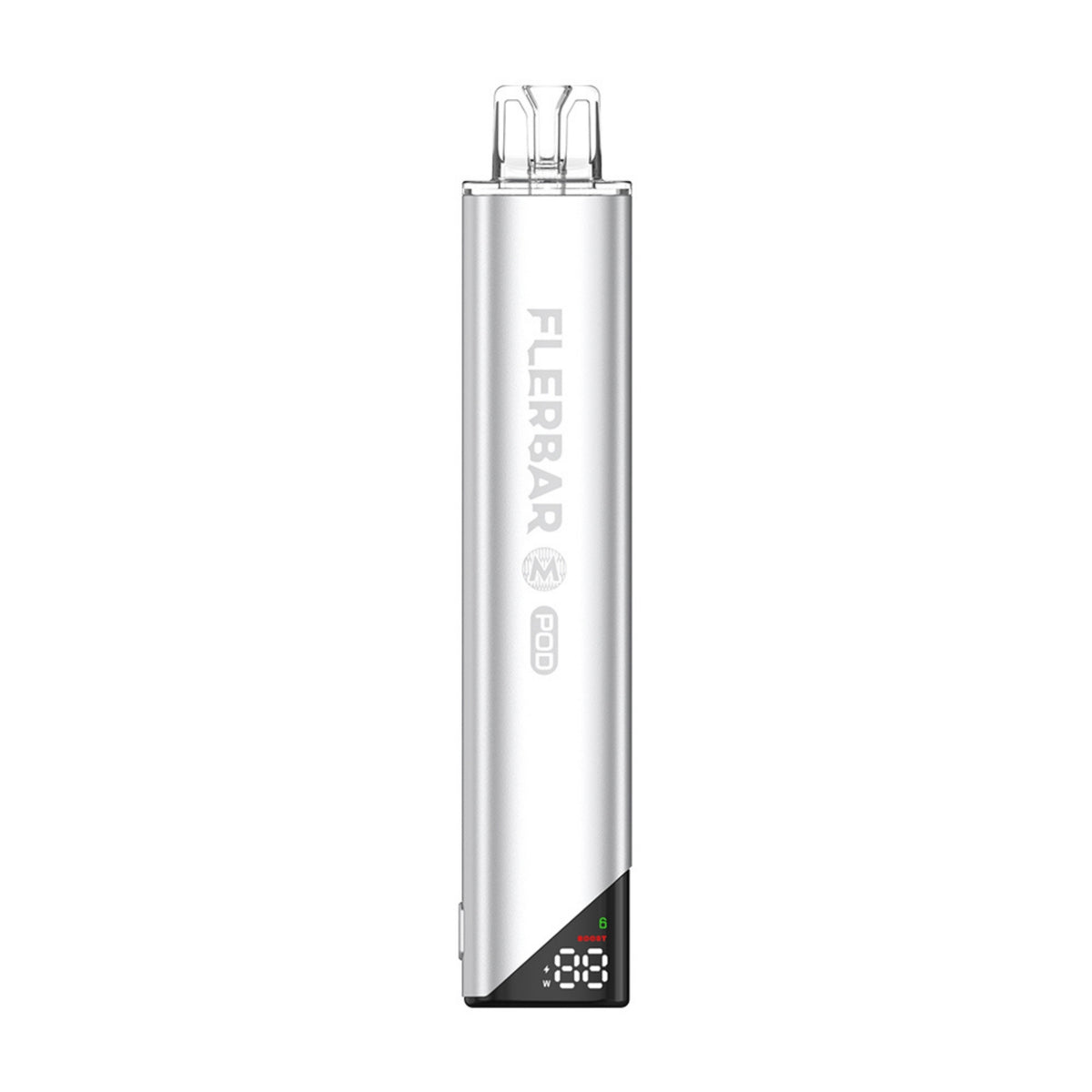Flerbar M Pod Basisgerät Silver – Akkuträger / Akku 650 mAh mit Display, USB-C, Pod-System für Flerbar Pods (Pods separat)