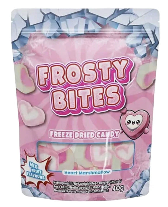 Frosty Bites Freeze Dried Candy Heart Marshmallow 40g – herzförmige knusprige gefriergetrocknete Marshmallows