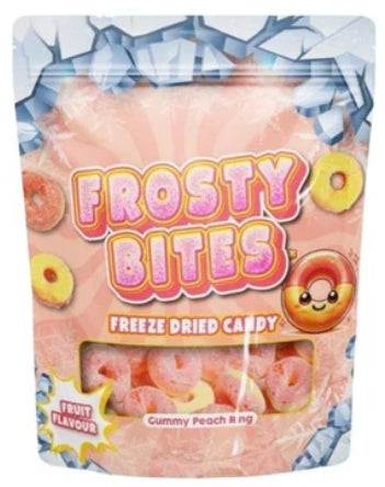 Frosty Bites Freeze Dried Gummy Peach Ring 50g – 24er Karton Großhandel ArBo Wholesale