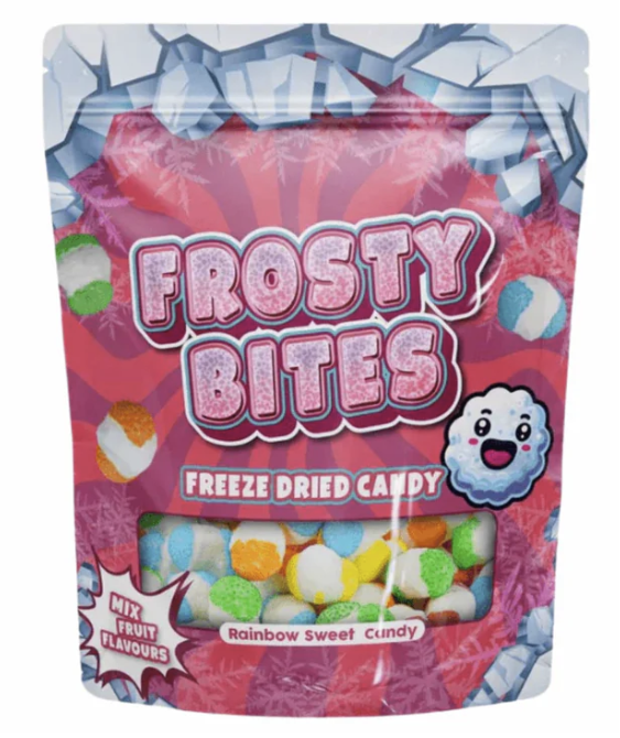 Frosty Bites Freeze Dried Candy Rainbow Sweet Candy 76g – bunte knusprige gefriergetrocknete Mini-Kugeln