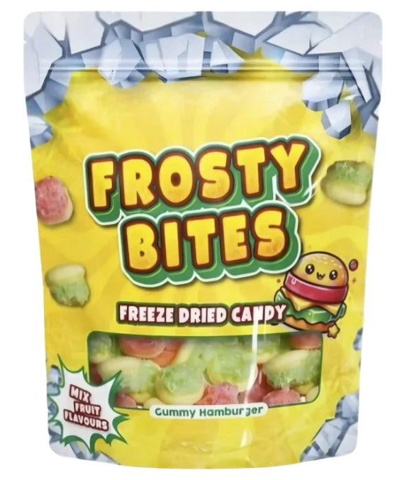 Frosty Bites Freeze Dried Candy Gummy Hamburger 50g – knusprige gefriergetrocknete Burger Gummies fruchtig