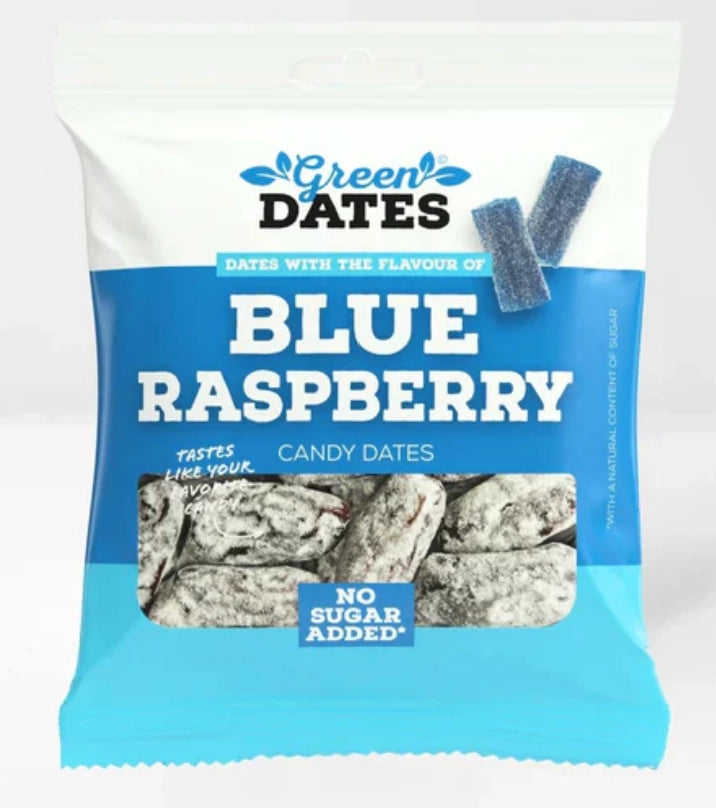 Green Dates Blue Raspberry 16er Displaykarton – blaue Himbeer-Datteln für den Großhandel bei ArBo Wholesale