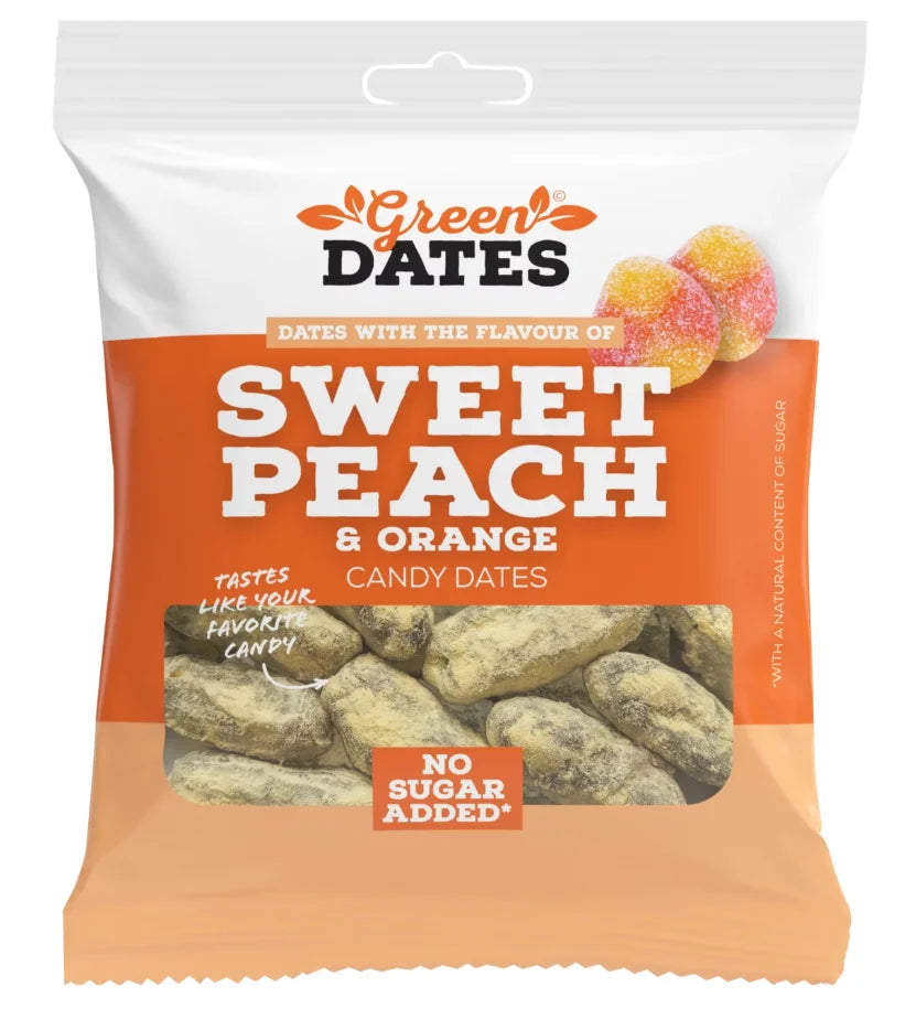 Green Dates Peach Orange 90g 16er Pack – Datteln Großhandel Pfirsich Orange B2B Kiosk ArBo Wholesale