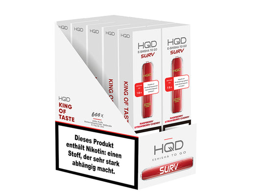 HQD Surv 18mg/ml Raspberry Strawberry Cherry - 10er Pack